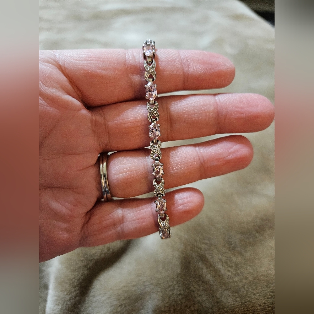 Elegant Pink & Silver Bracelet